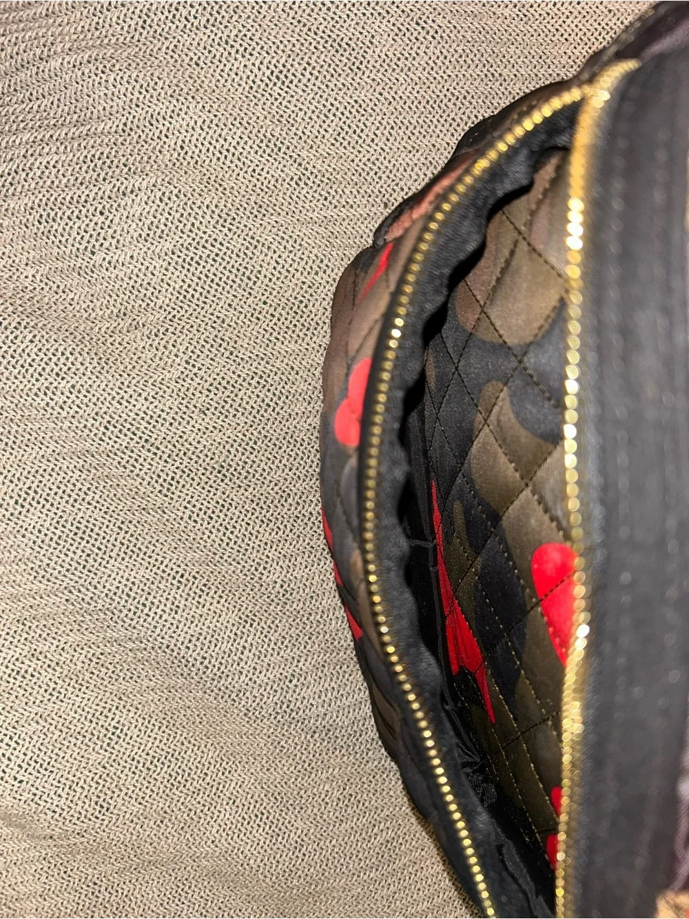 SMELL PROOF double zipper Cookies Quilted Camo Backpack in Red and Brown